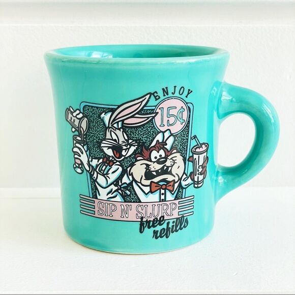 Homer Laughlin Warner Brothers Looney Tunes Taz & Bugs Bunny Sip and Slurp Mug - Picture 1 of 5